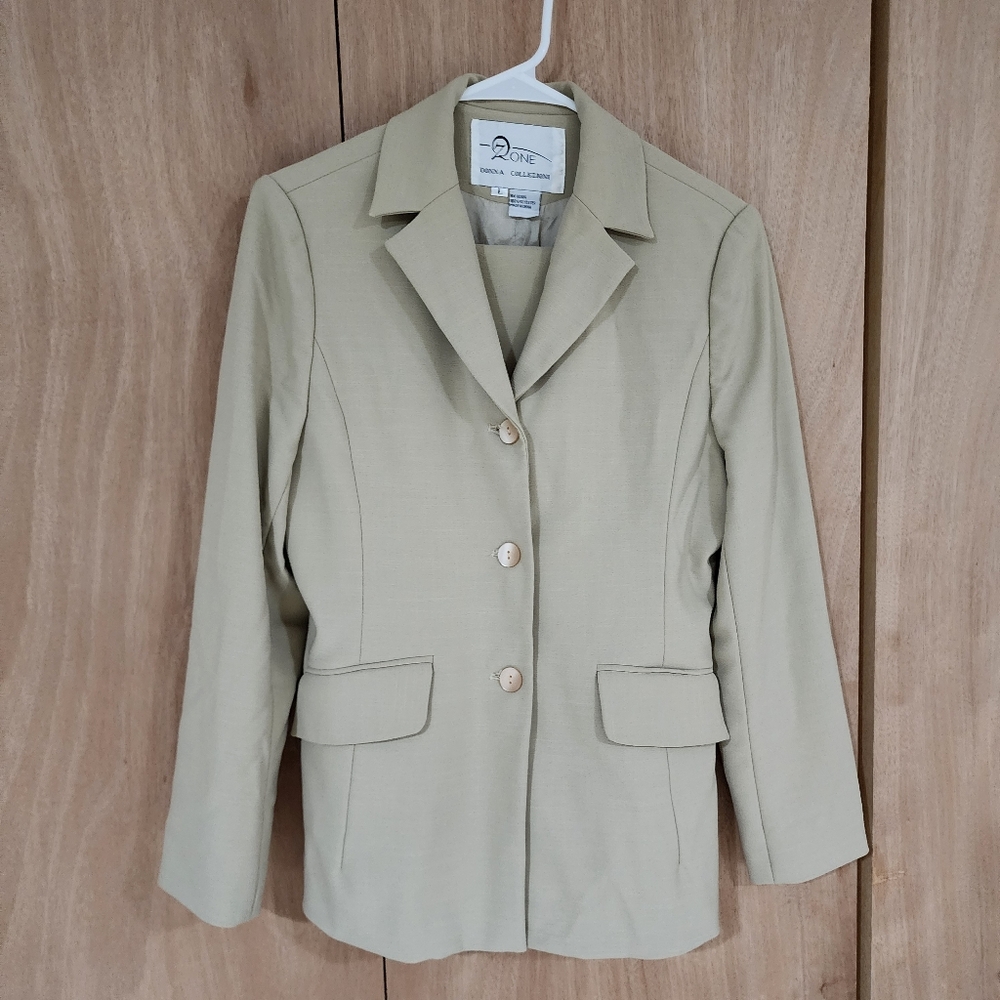 Vintage Ozone Donna Collezioni Women Polyester Blazer Jacket Suit L neutral tan